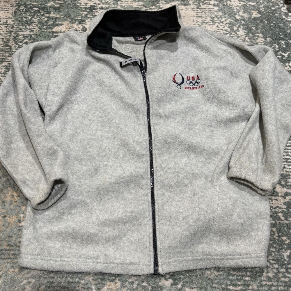 USA United States Beijing 2008 Summer Olympics Fleece Zip Up Jacket Mens Large
